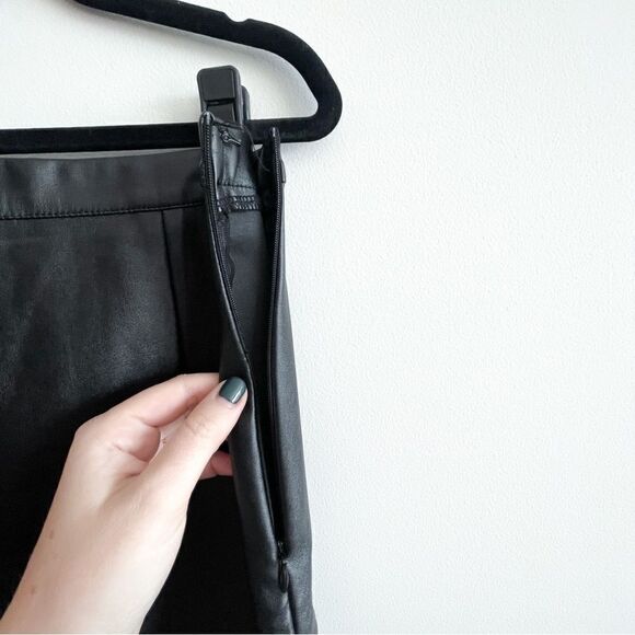 Missguided Slanted Faux Leather Wrap Black Mini Skirt Vegan Women's 6 - Picture 3 of 9